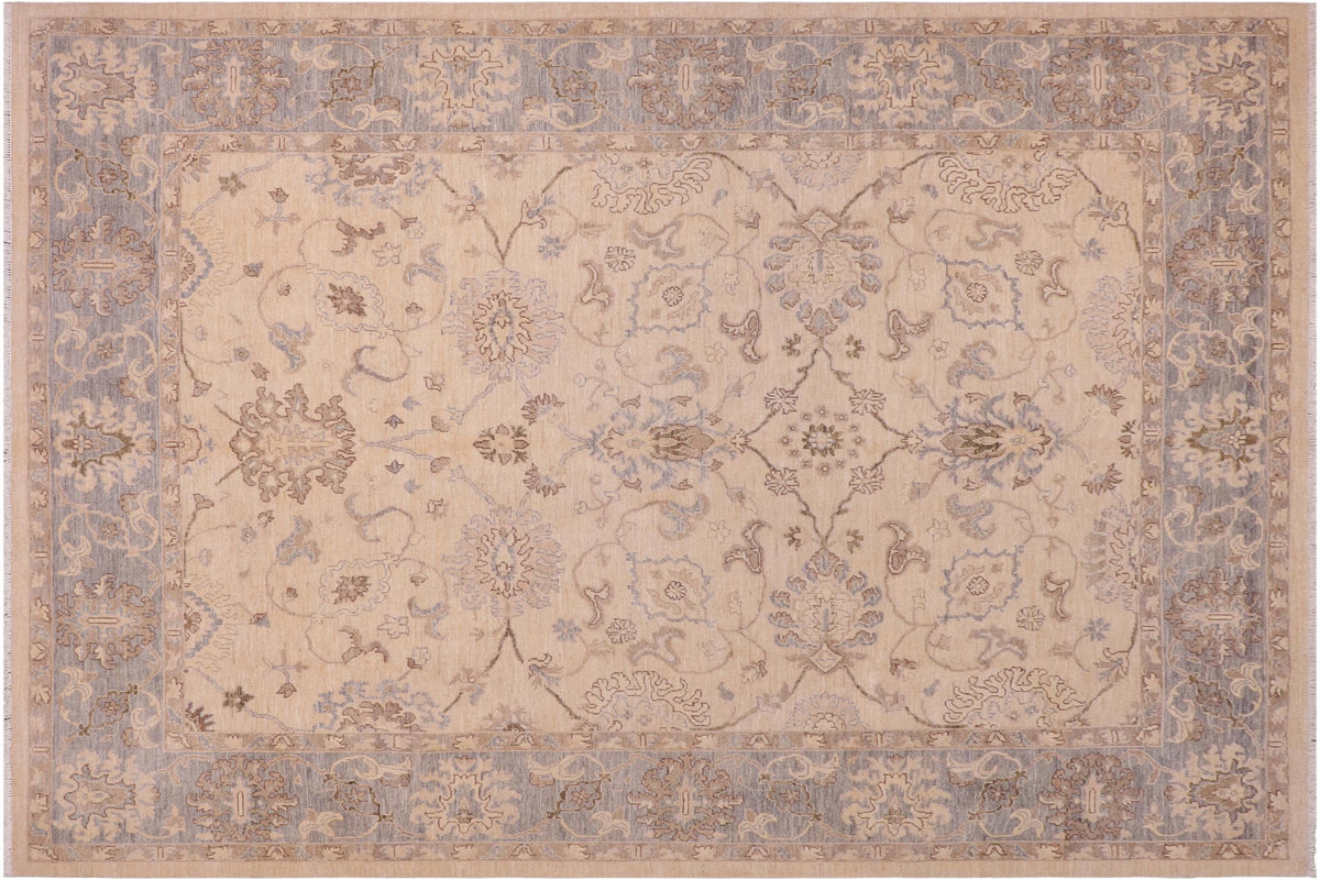 handmade Traditional Kafkaz Tan Lt. Blue Hand Knotted RECTANGLE 100% WOOL area rug 8x10
