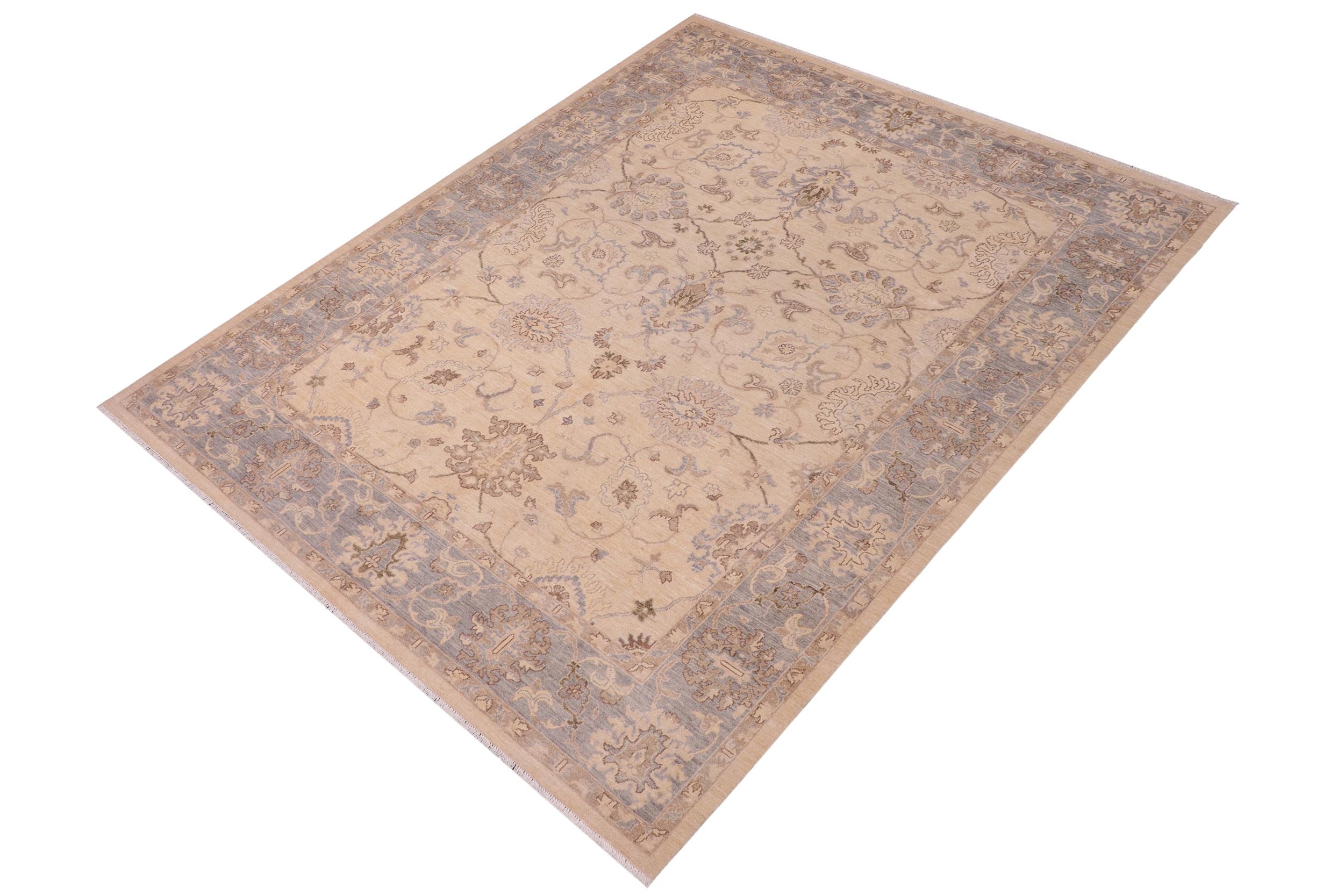 handmade Traditional Kafkaz Tan Lt. Blue Hand Knotted RECTANGLE 100% WOOL area rug 8x10