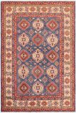 Rustic Kazak Vaughn Blue/Ivory Wool Rug - 6'0'' x 8'8''