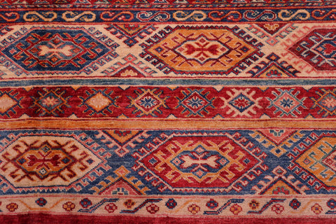 handmade Geometric Kurjean Red Blue Hand Knotted RECTANGLE 100% WOOL area rug 6x8