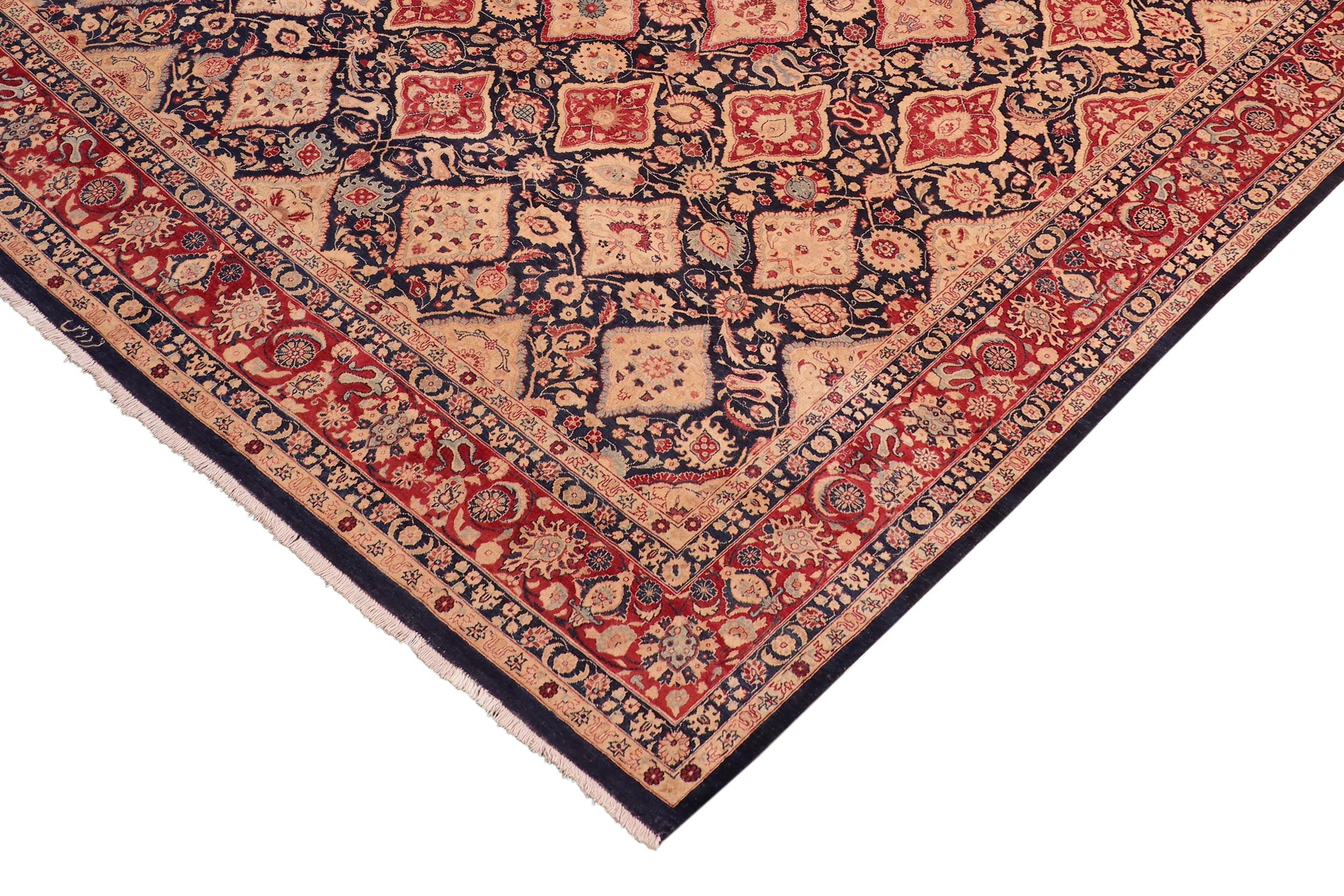handmade Traditional Kirman Blue Red Hand Knotted RECTANGLE 100% WOOL area rug 8 x 10