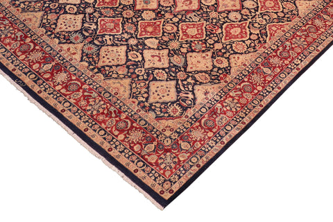 handmade Traditional Kirman Blue Red Hand Knotted RECTANGLE 100% WOOL area rug 8 x 10