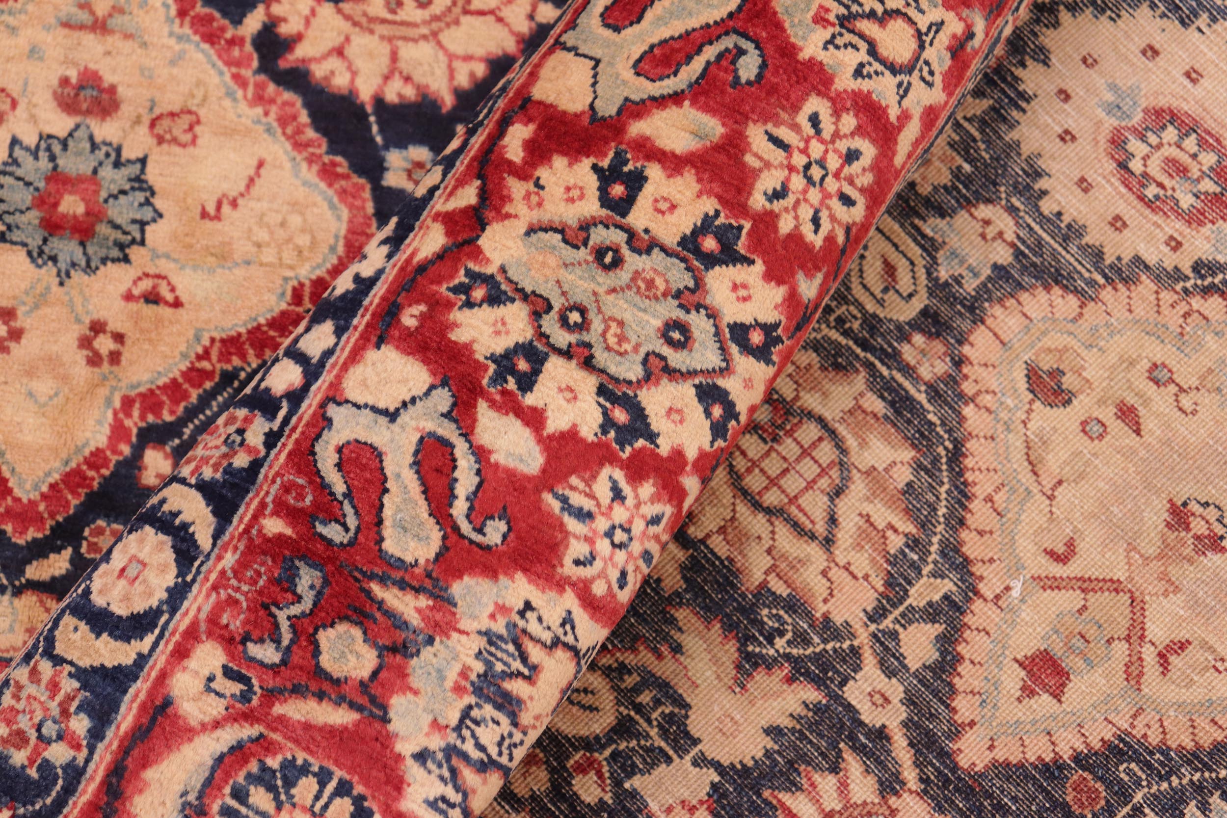 handmade Traditional Kirman Blue Red Hand Knotted RECTANGLE 100% WOOL area rug 8 x 10