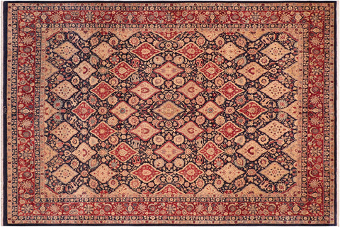 handmade Traditional Kirman Blue Red Hand Knotted RECTANGLE 100% WOOL area rug 8 x 10
