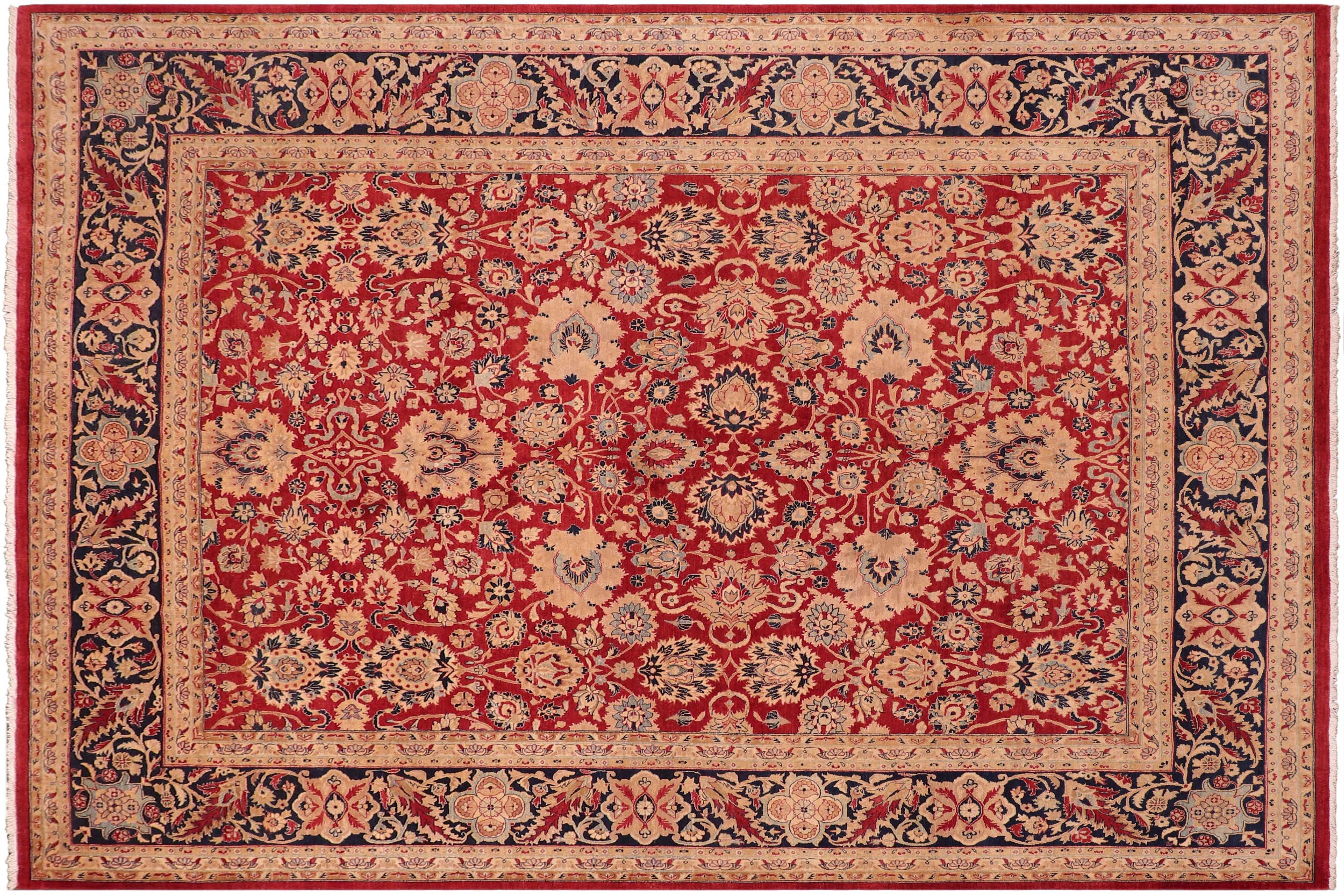 handmade Transitional Mahal Red Blue Hand Knotted RECTANGLE 100% WOOL area rug 8 x 10