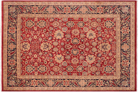 handmade Transitional Mahal Red Blue Hand Knotted RECTANGLE 100% WOOL area rug 8 x 10