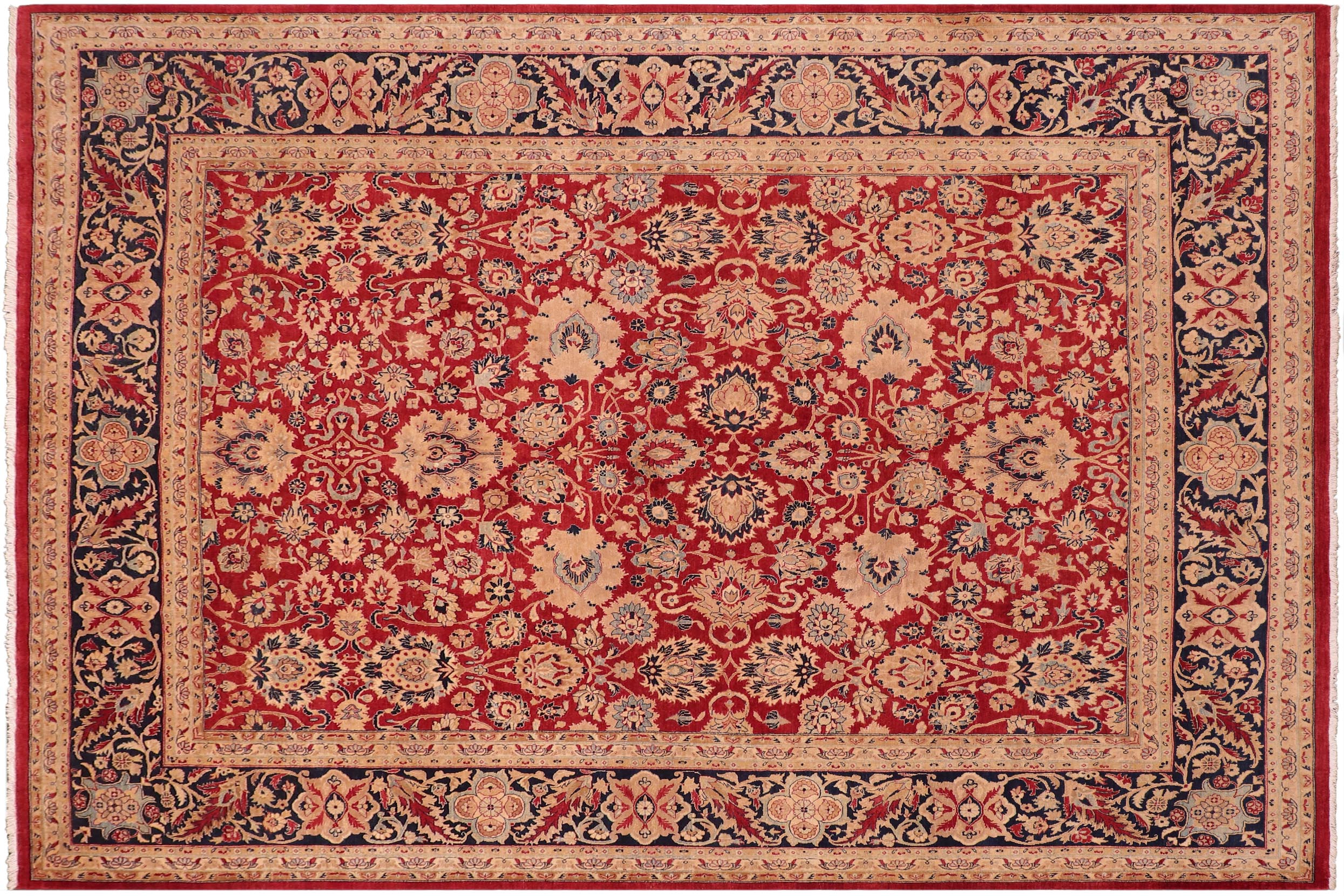 handmade Transitional Mahal Red Blue Hand Knotted RECTANGLE 100% WOOL area rug 8x10