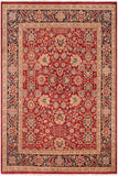 Antique Mahal Jeanne Red/Blue Wool Rug - 8'5'' x 9'11''