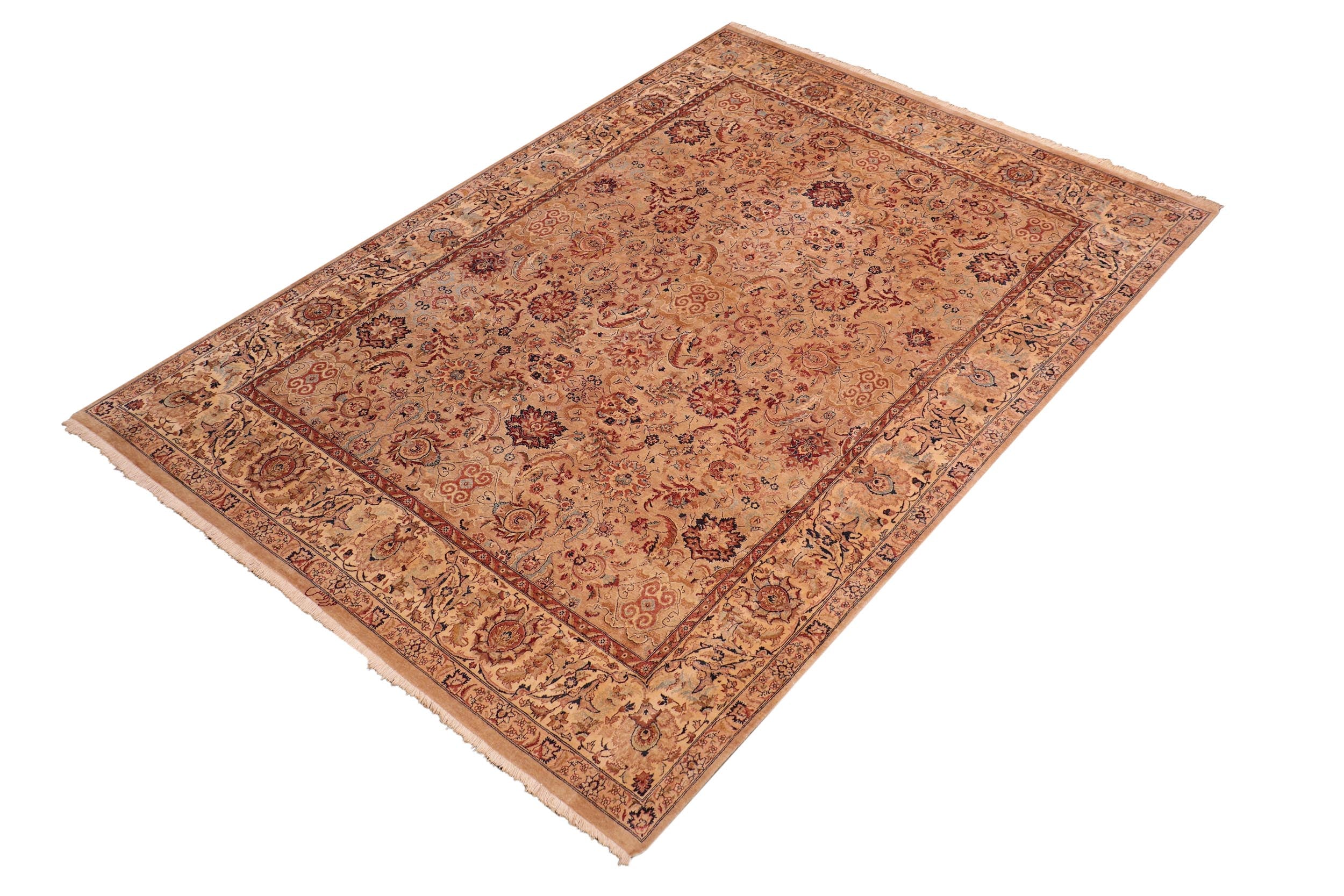 handmade Transitional Agra Tan Tan Hand Knotted RECTANGLE 100% WOOL area rug 8 x 10