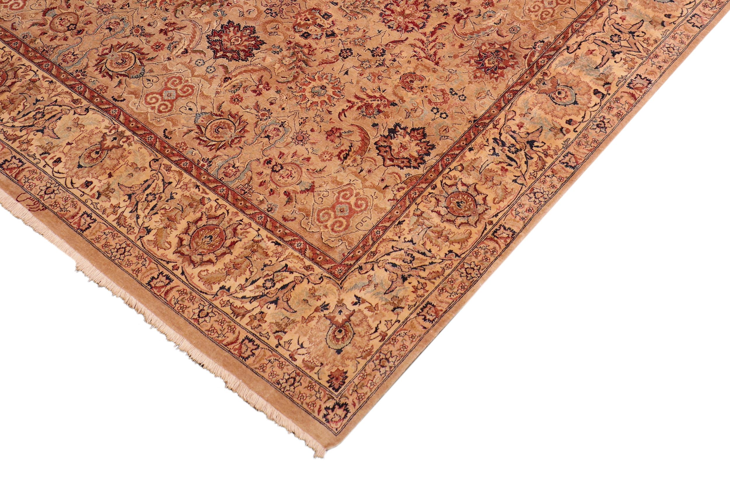 handmade Transitional Agra Tan Tan Hand Knotted RECTANGLE 100% WOOL area rug 8 x 10