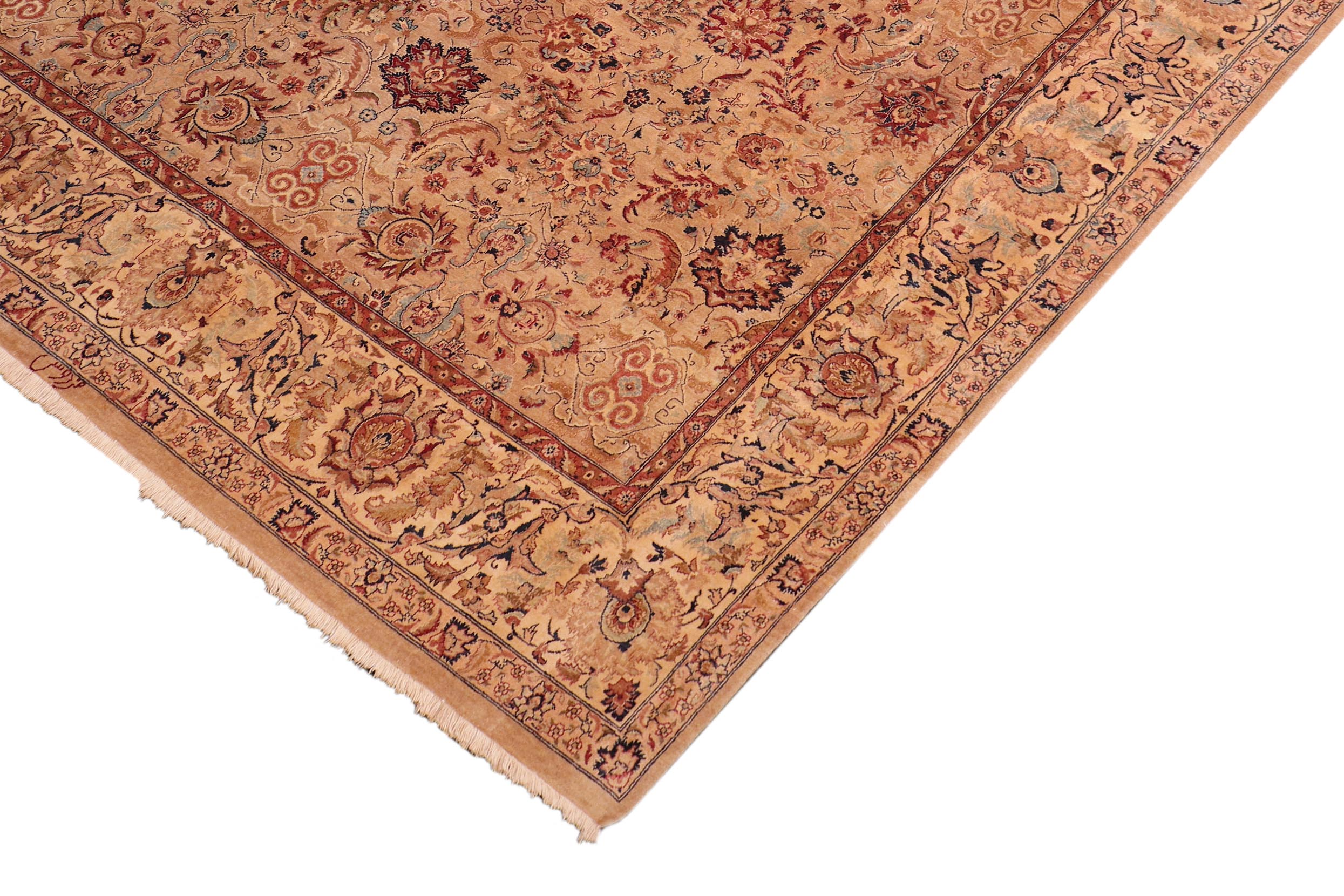 handmade Transitional Agra Tan Tan Hand Knotted RECTANGLE 100% WOOL area rug 8x10