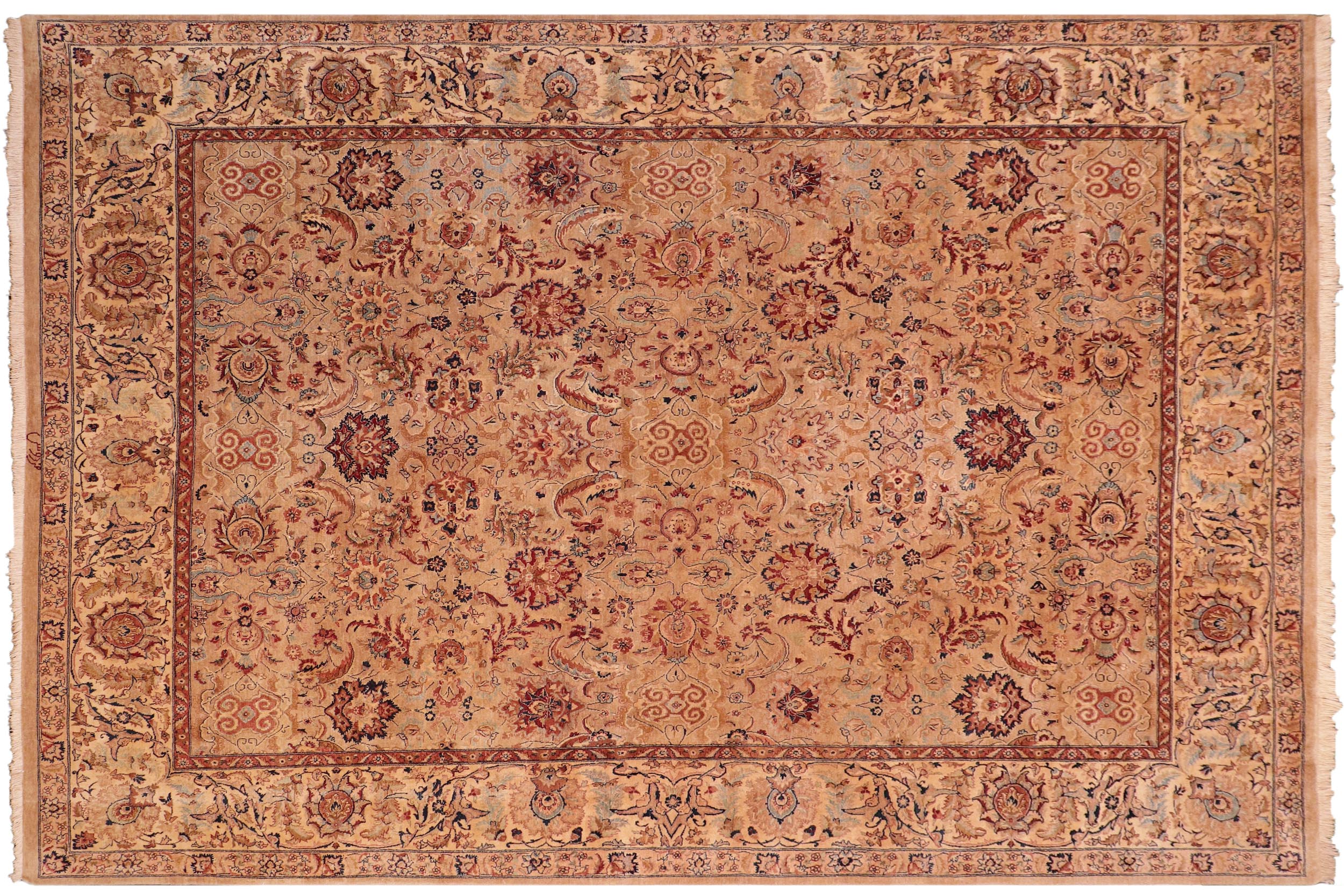 handmade Transitional Agra Tan Tan Hand Knotted RECTANGLE 100% WOOL area rug 8 x 10