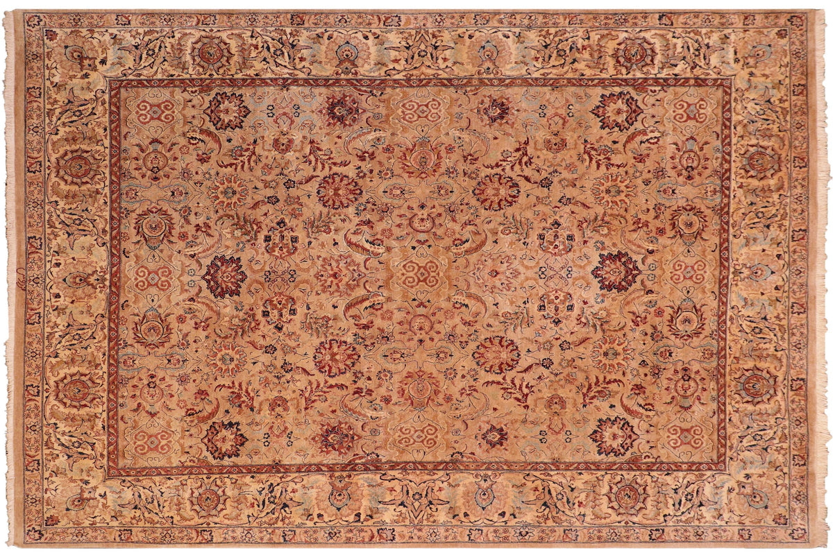 handmade Transitional Agra Tan Tan Hand Knotted RECTANGLE 100% WOOL area rug 8 x 10