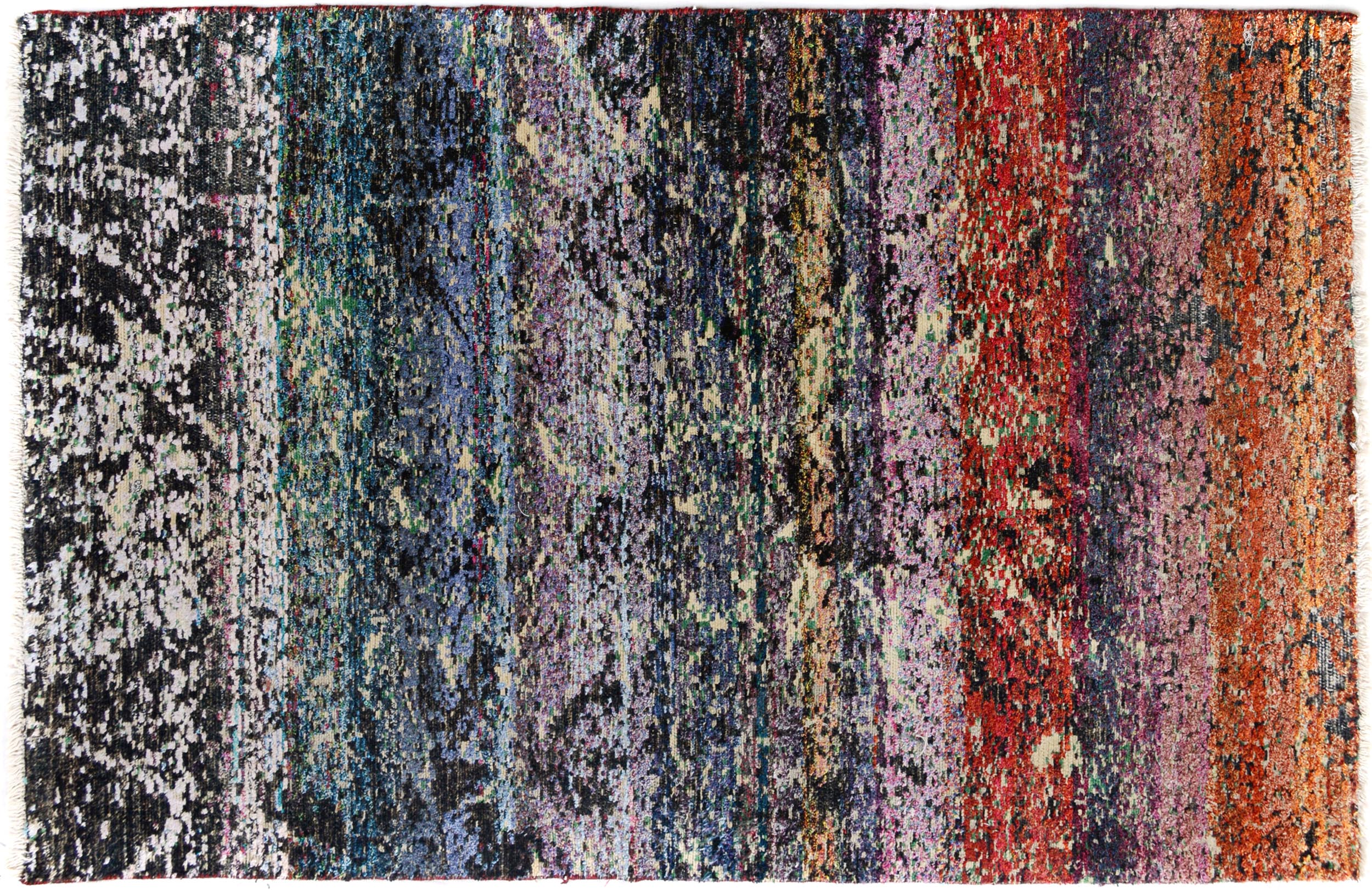 handmade Modern Kafkaz Blue Black Hand Knotted RECTANGLE 100% WOOL area rug 4' x 6'