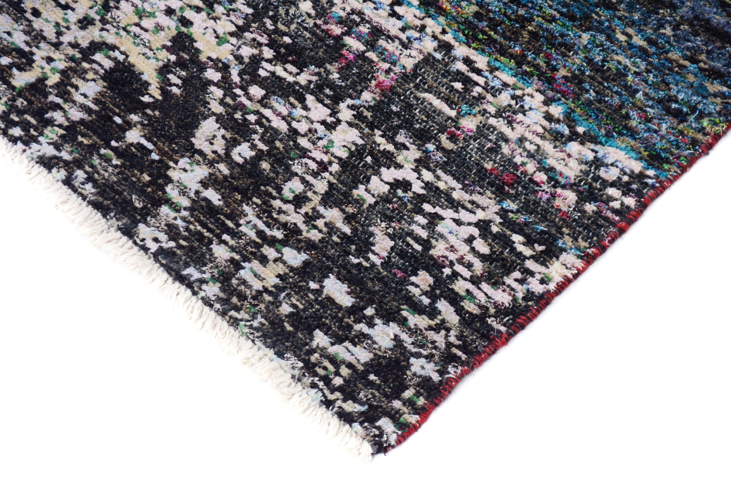 handmade Modern Kafkaz Blue Black Hand Knotted RECTANGLE 100% WOOL area rug 4' x 6'