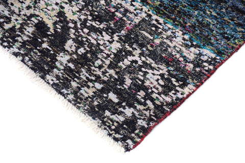 handmade Modern Kafkaz Blue Black Hand Knotted RECTANGLE 100% WOOL area rug 4' x 6'