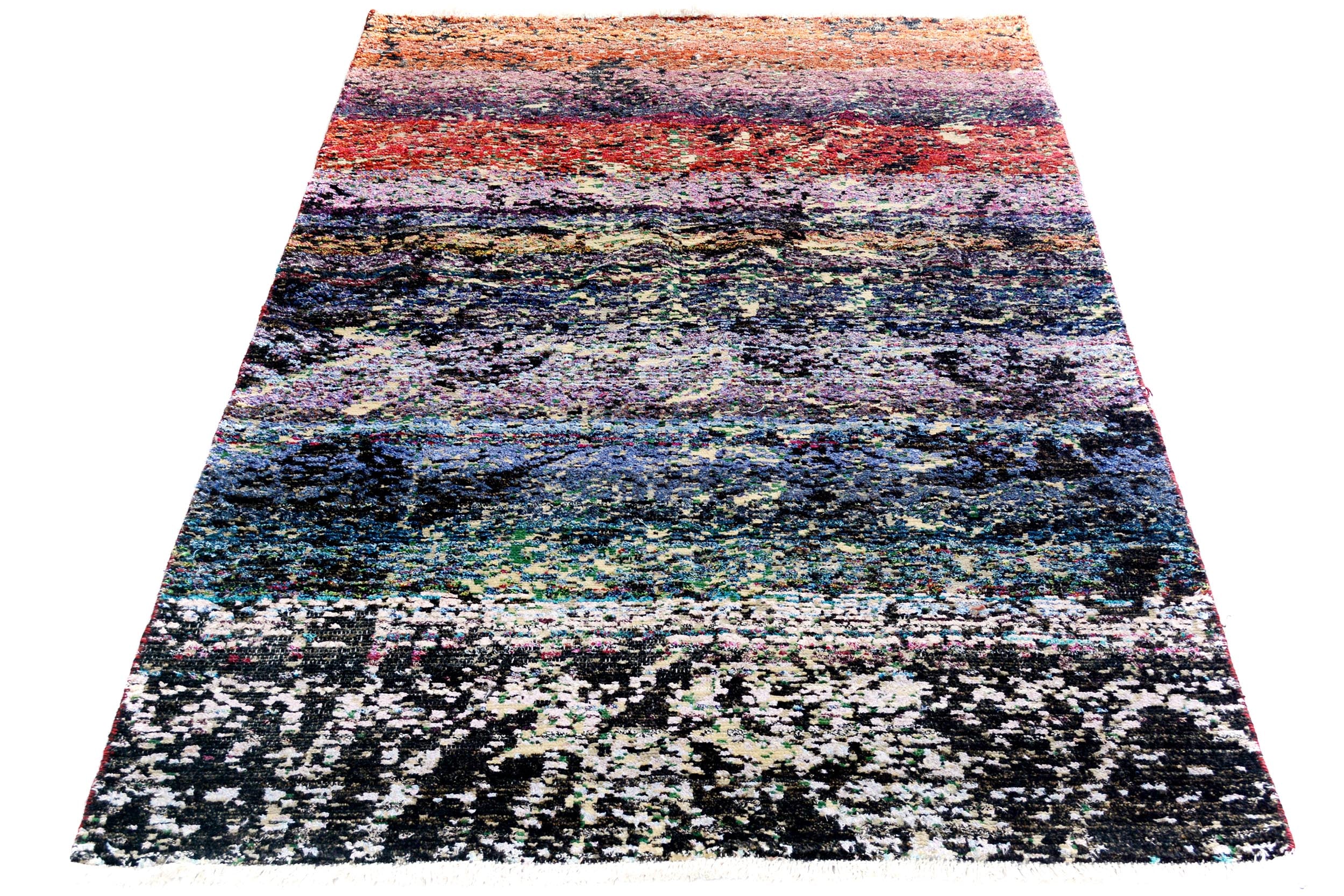 handmade Modern Kafkaz Blue Black Hand Knotted RECTANGLE 100% WOOL area rug 4' x 6'