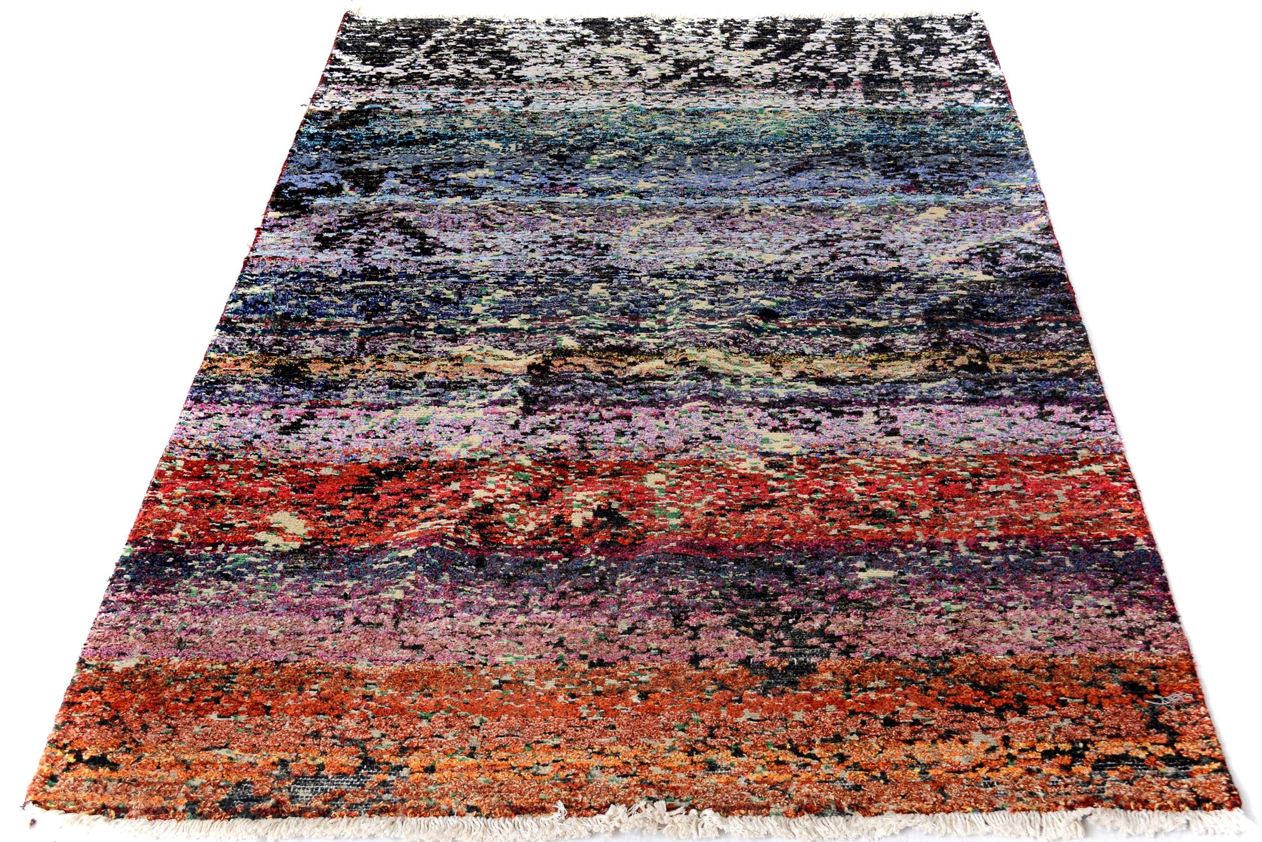 handmade Modern Kafkaz Blue Black Hand Knotted RECTANGLE 100% WOOL area rug 4' x 6'
