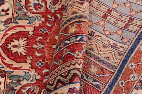 handmade Geometric Kurjean Rust Blue Hand Knotted RECTANGLE 100% WOOL area rug 6x8