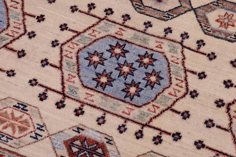handmade Geometric Kurjean Ivory Red Hand Knotted RECTANGLE 100% WOOL area rug 5x7