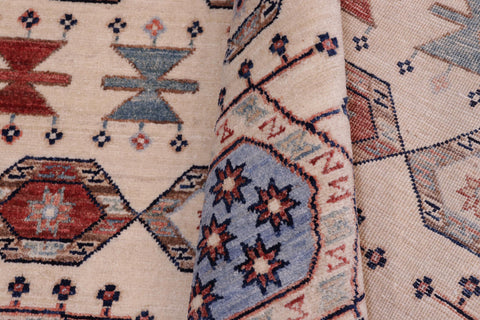 handmade Geometric Kurjean Ivory Red Hand Knotted RECTANGLE 100% WOOL area rug 5x7