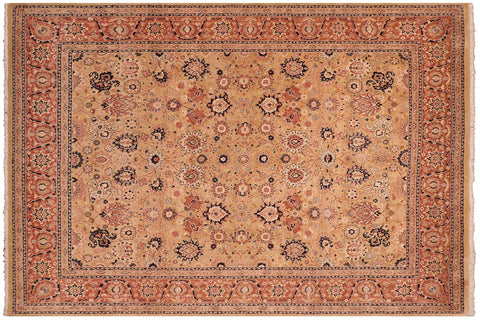 handmade Transitional Tabriz Gold Rose Hand Knotted RECTANGLE 100% WOOL area rug 8 x 10