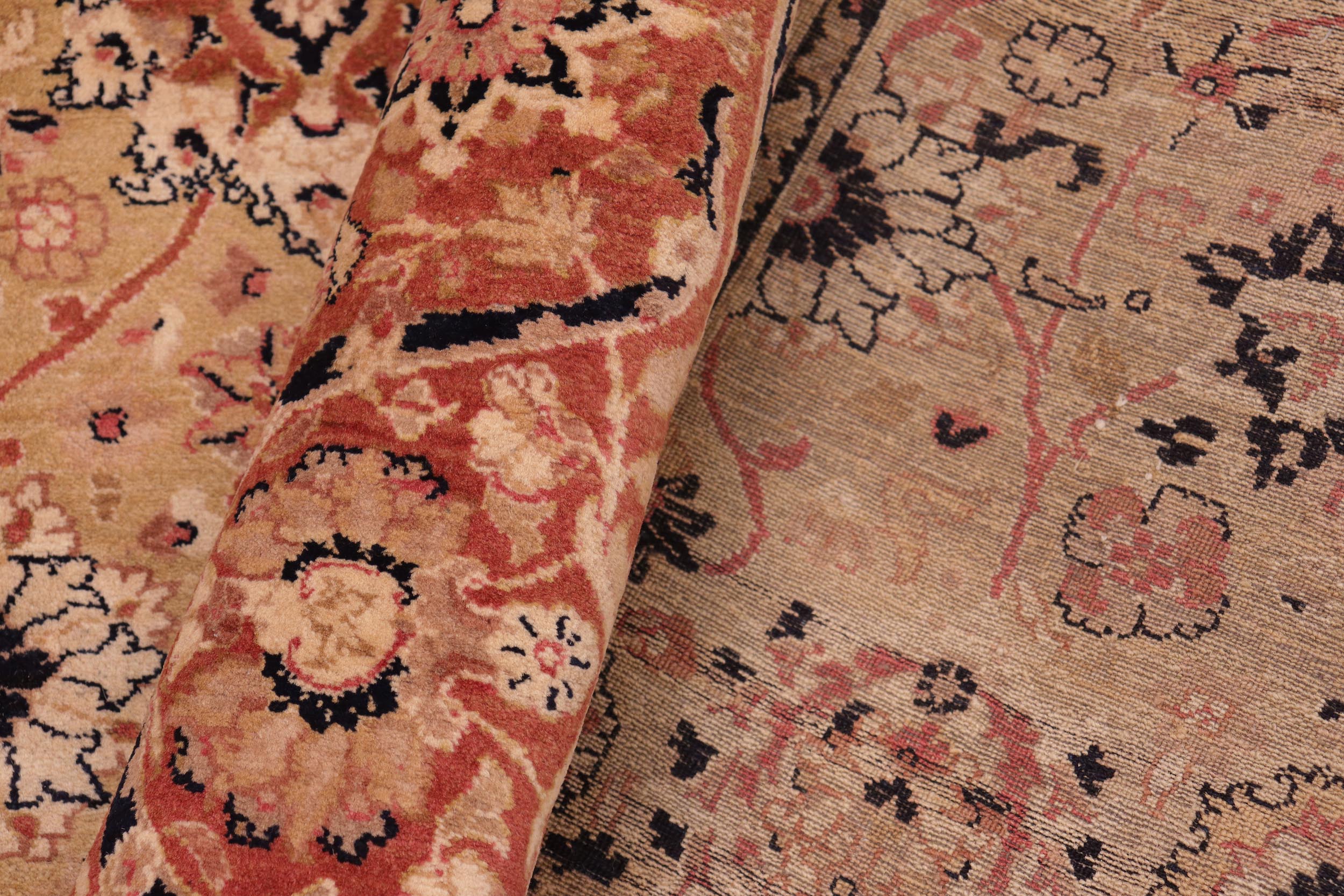 handmade Transitional Tabriz Gold Rose Hand Knotted RECTANGLE 100% WOOL area rug 8 x 10