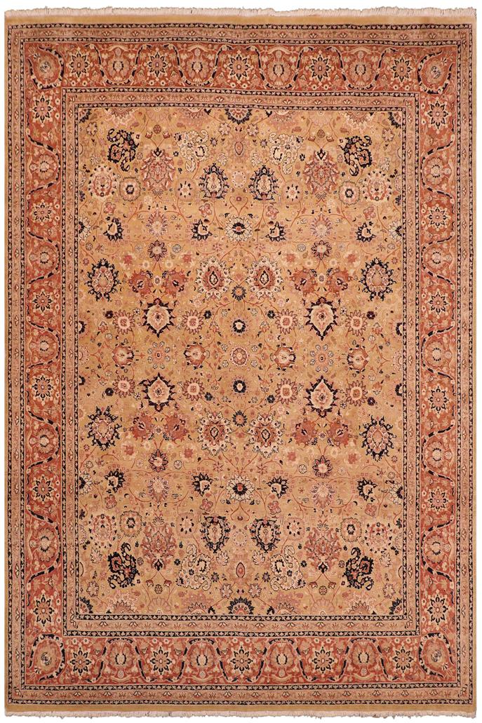 Traditional Tabriz Carla Gold Rose Hand Knotted Area rugs 8X10