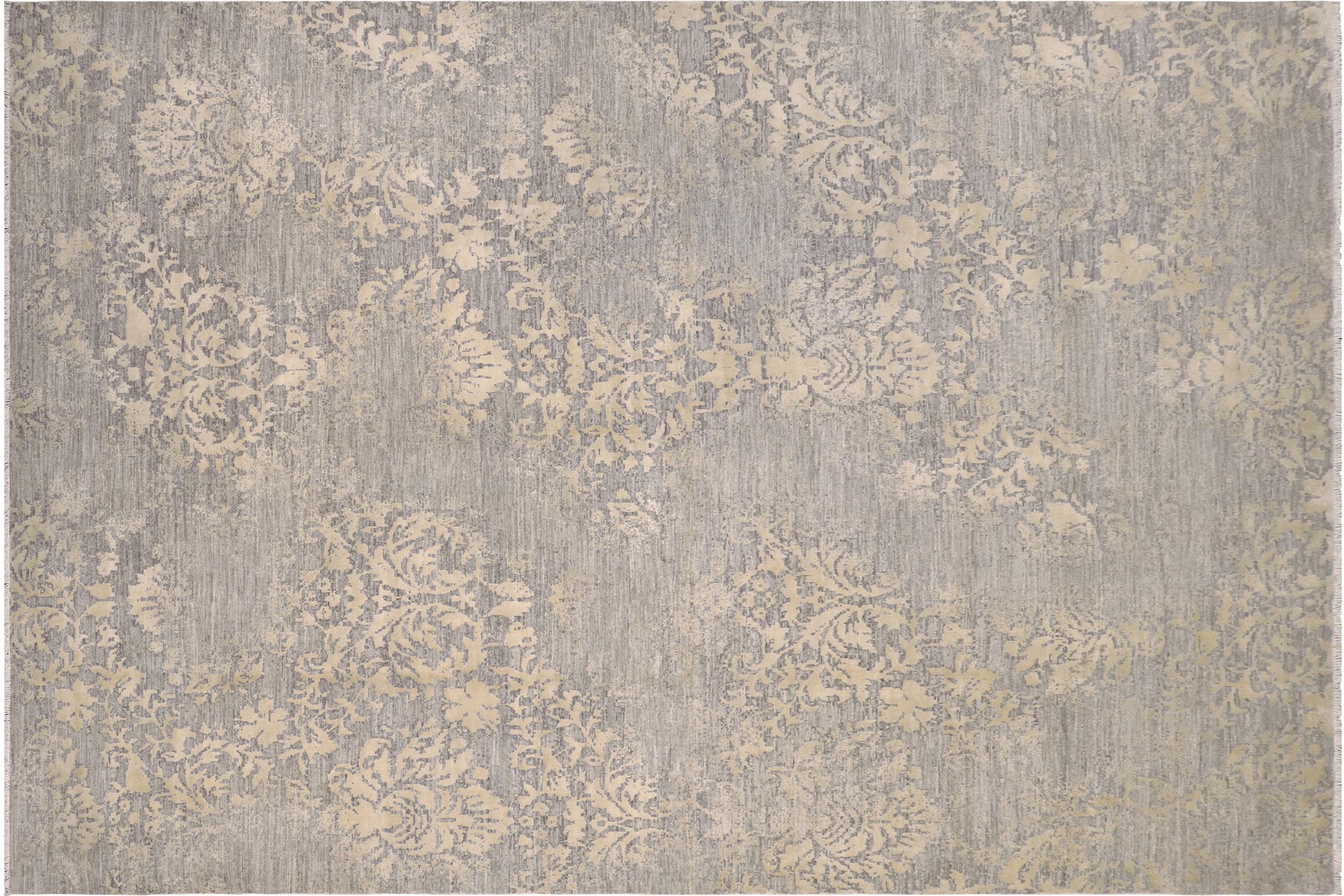 handmade Modern Kafkaz Gray Ivory Hand Knotted RECTANGLE 100% WOOL area rug 8' x 12'