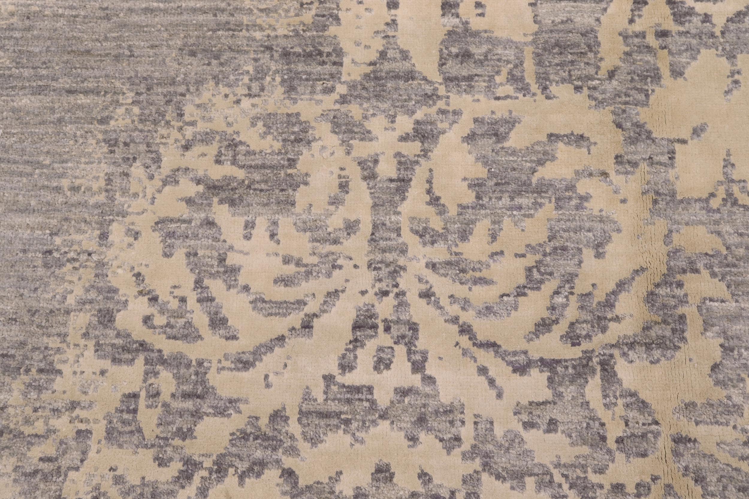 handmade Modern Kafkaz Gray Ivory Hand Knotted RECTANGLE 100% WOOL area rug 8' x 12'