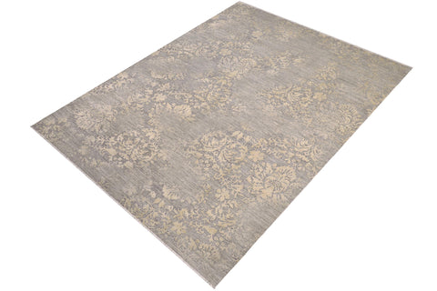 handmade Modern Kafkaz Gray Ivory Hand Knotted RECTANGLE 100% WOOL area rug 8' x 12'