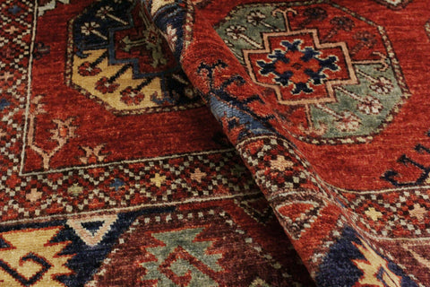 handmade Transitional Kafkaz Rust Rust Hand Knotted RECTANGLE 100% WOOL area rug 5' x 6'