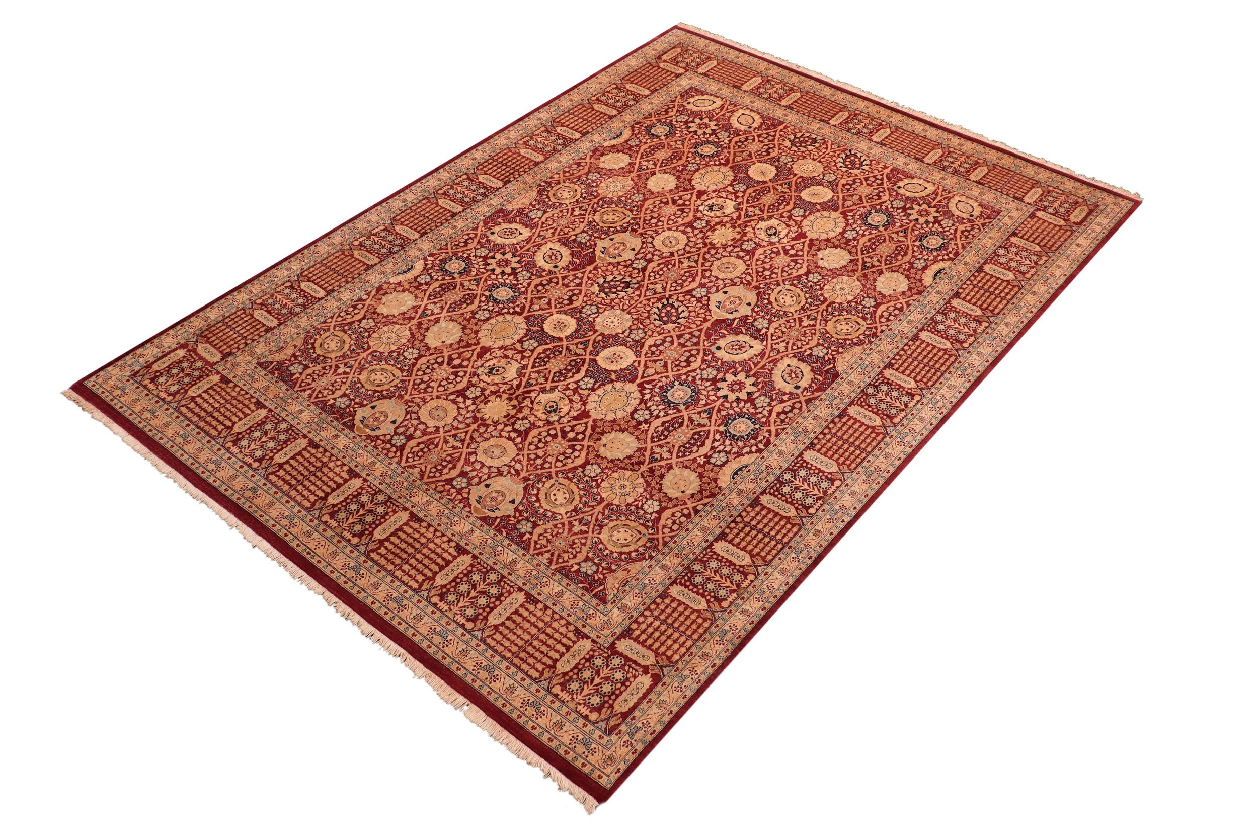 handmade Transitional Tabriz Aubergine Aubergine Hand Knotted RECTANGLE 100% WOOL area rug 8 x 10