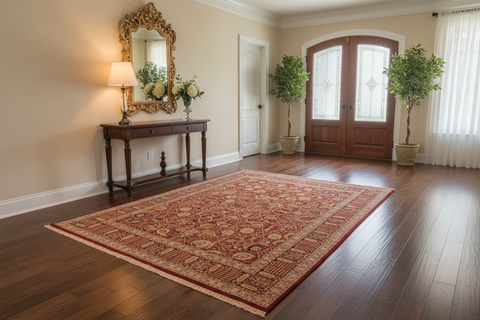 handmade Transitional Tabriz Aubergine Aubergine Hand Knotted RECTANGLE 100% WOOL area rug 8 x 10