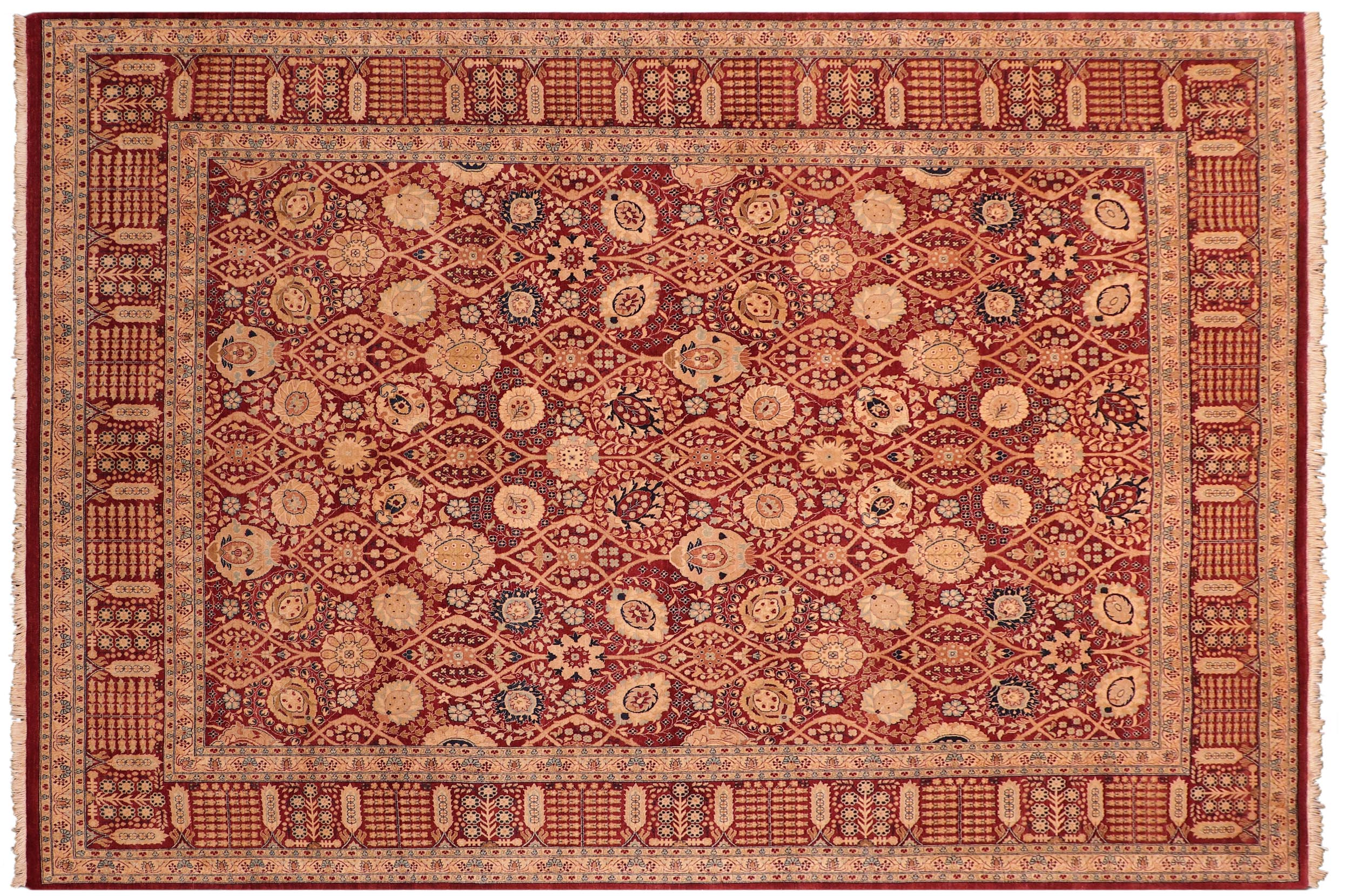 handmade Transitional Tabriz Aubergine Aubergine Hand Knotted RECTANGLE 100% WOOL area rug 8x10