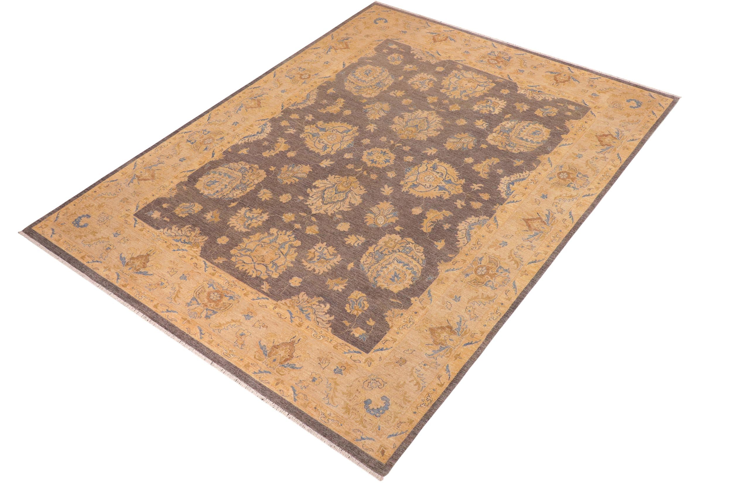 handmade Transitional Kafkaz Gray Tan Hand Knotted RECTANGLE 100% WOOL area rug 10' x 13'