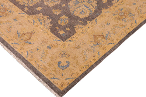handmade Transitional Kafkaz Gray Tan Hand Knotted RECTANGLE 100% WOOL area rug 10' x 13'