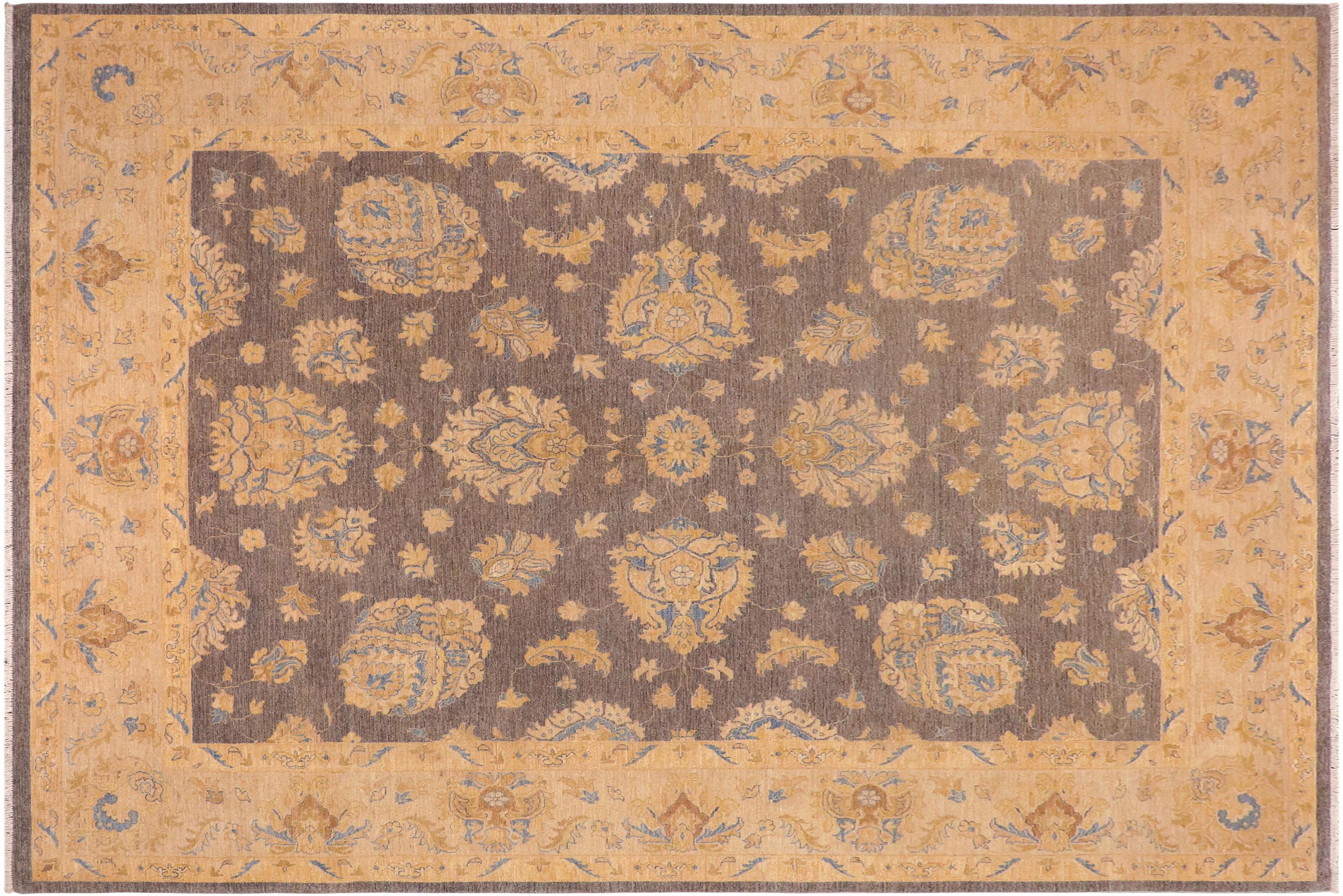 handmade Transitional Kafkaz Gray Tan Hand Knotted RECTANGLE 100% WOOL area rug 10' x 13'