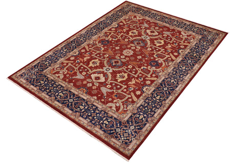 handmade Traditional Kafkaz Rust Blue Hand Knotted RECTANGLE 100% WOOL area rug 9' x 12'