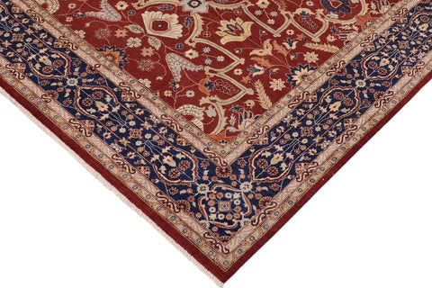 handmade Traditional Kafkaz Rust Blue Hand Knotted RECTANGLE 100% WOOL area rug 9' x 12'