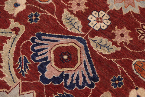 handmade Traditional Kafkaz Rust Blue Hand Knotted RECTANGLE 100% WOOL area rug 9' x 12'