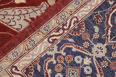 handmade Traditional Kafkaz Rust Blue Hand Knotted RECTANGLE 100% WOOL area rug 9' x 12'