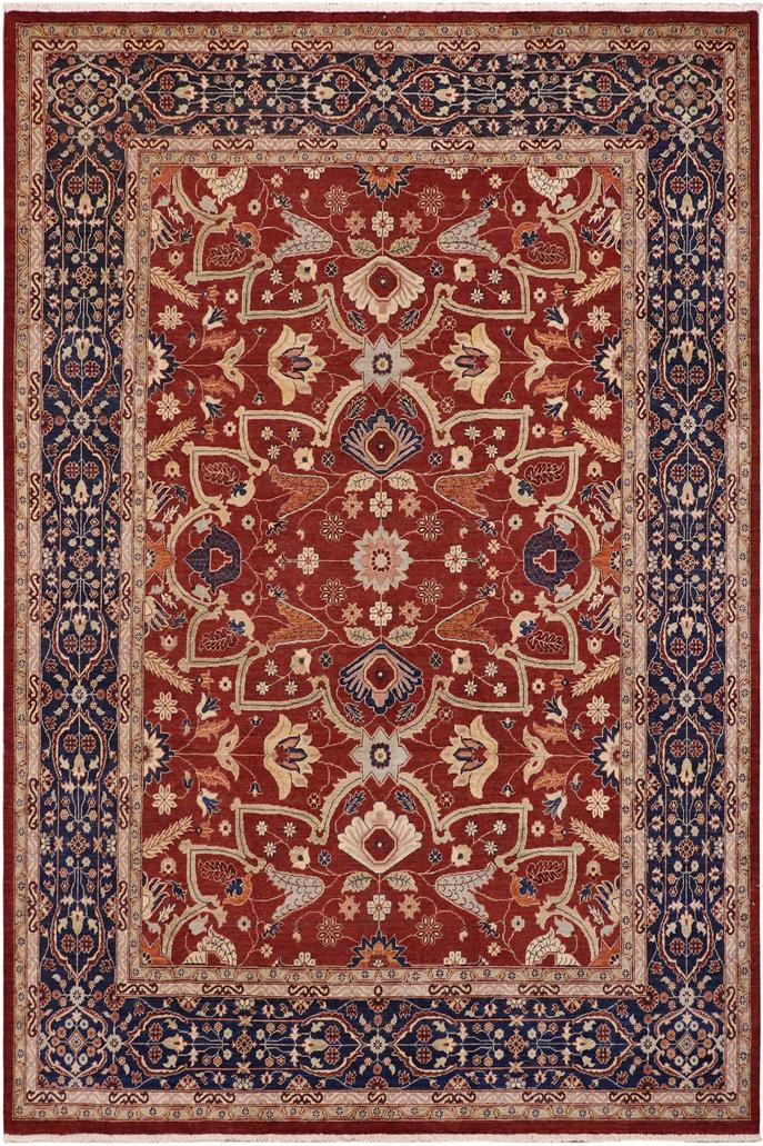 handmade Traditional Kafkaz Rust Blue Hand Knotted RECTANGLE 100% WOOL area rug 9X12