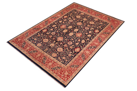 handmade Transitional Kashan Blue Red Hand Knotted RECTANGLE 100% WOOL area rug 8 x 10