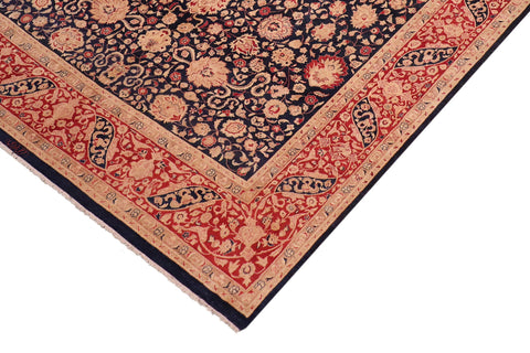 handmade Transitional Kashan Blue Red Hand Knotted RECTANGLE 100% WOOL area rug 8 x 10