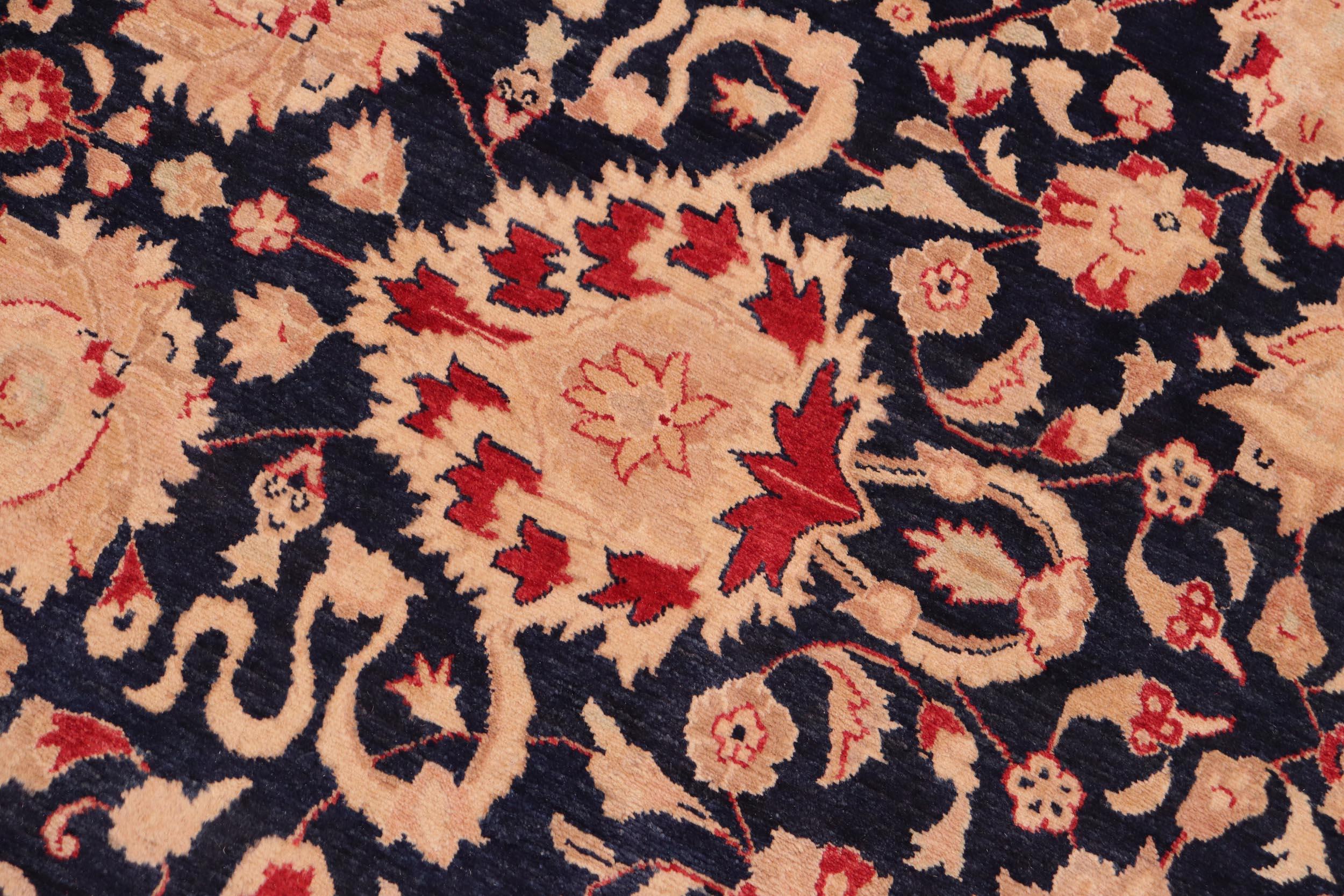 handmade Transitional Kashan Blue Red Hand Knotted RECTANGLE 100% WOOL area rug 8 x 10