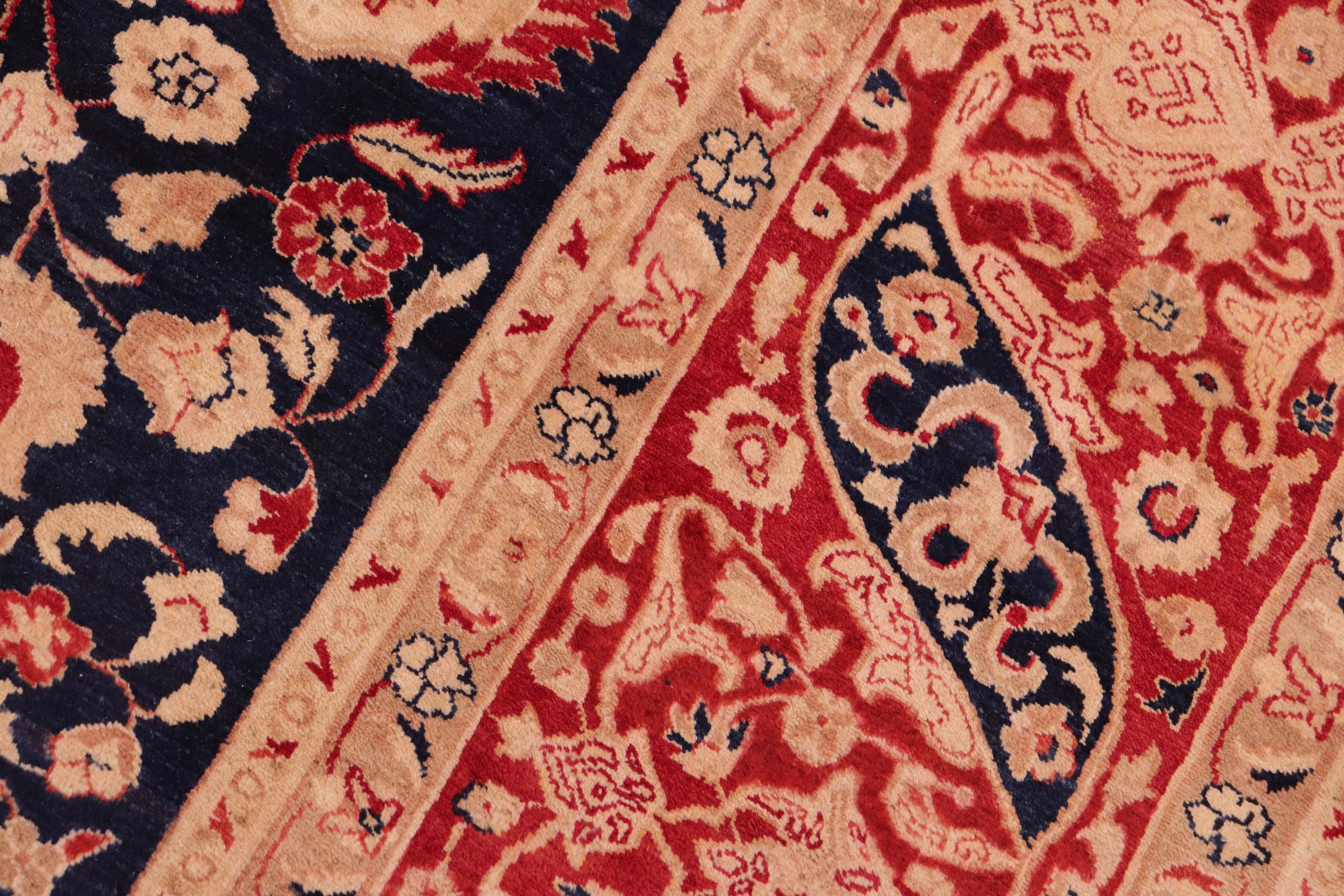 handmade Transitional Kashan Blue Red Hand Knotted RECTANGLE 100% WOOL area rug 8 x 10