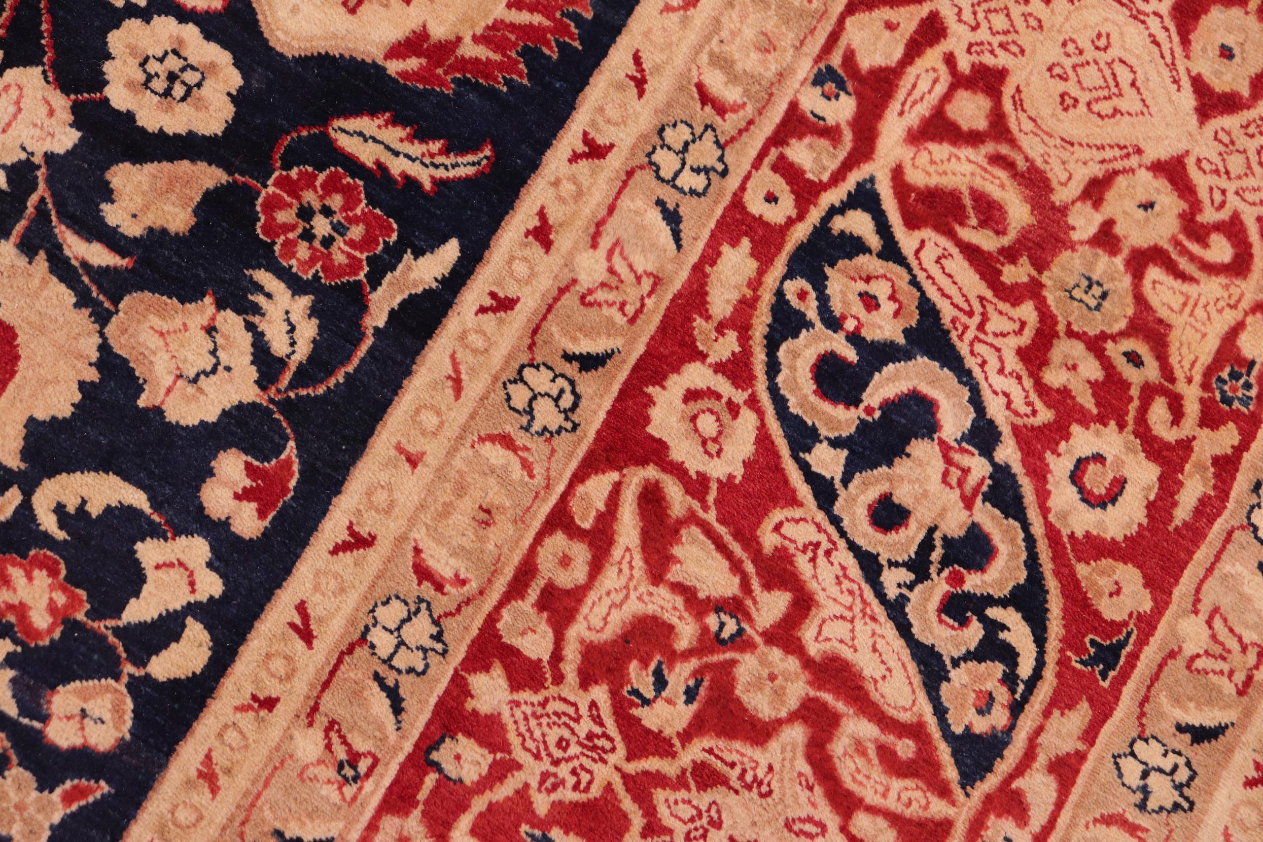 handmade Transitional Kashan Blue Red Hand Knotted RECTANGLE 100% WOOL area rug 8x10