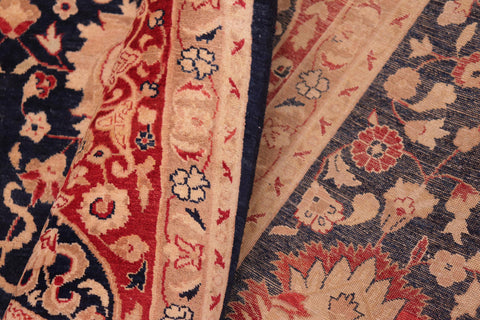 handmade Transitional Kashan Blue Red Hand Knotted RECTANGLE 100% WOOL area rug 8 x 10