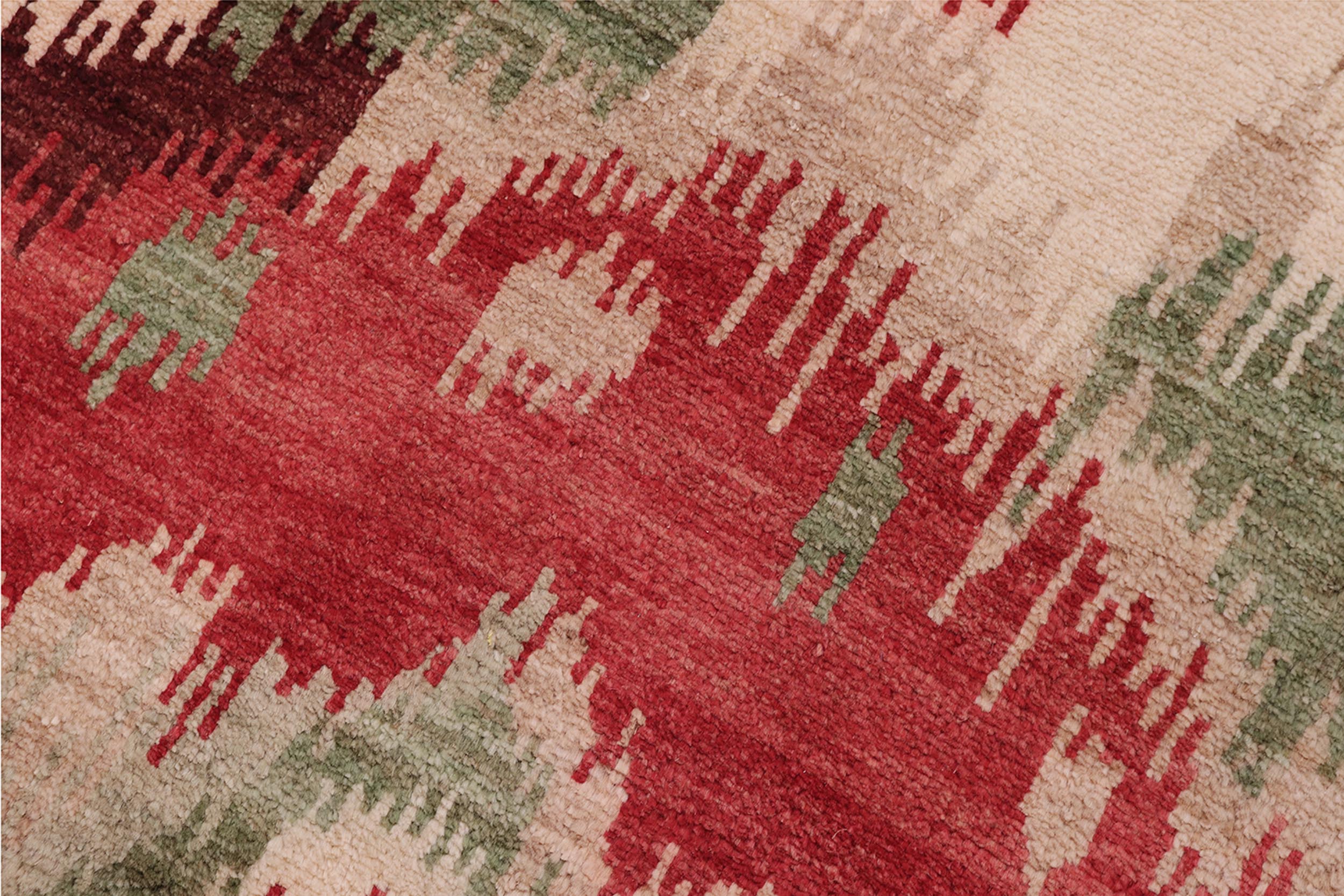 handmade Modern Ikat Red Brown Hand Knotted RECTANGLE 100% WOOL area rug 3' x 4'